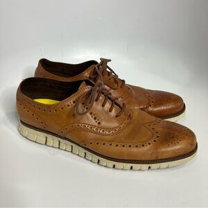 Cole Haan zero grand cognac leather wingtip shoes size 12